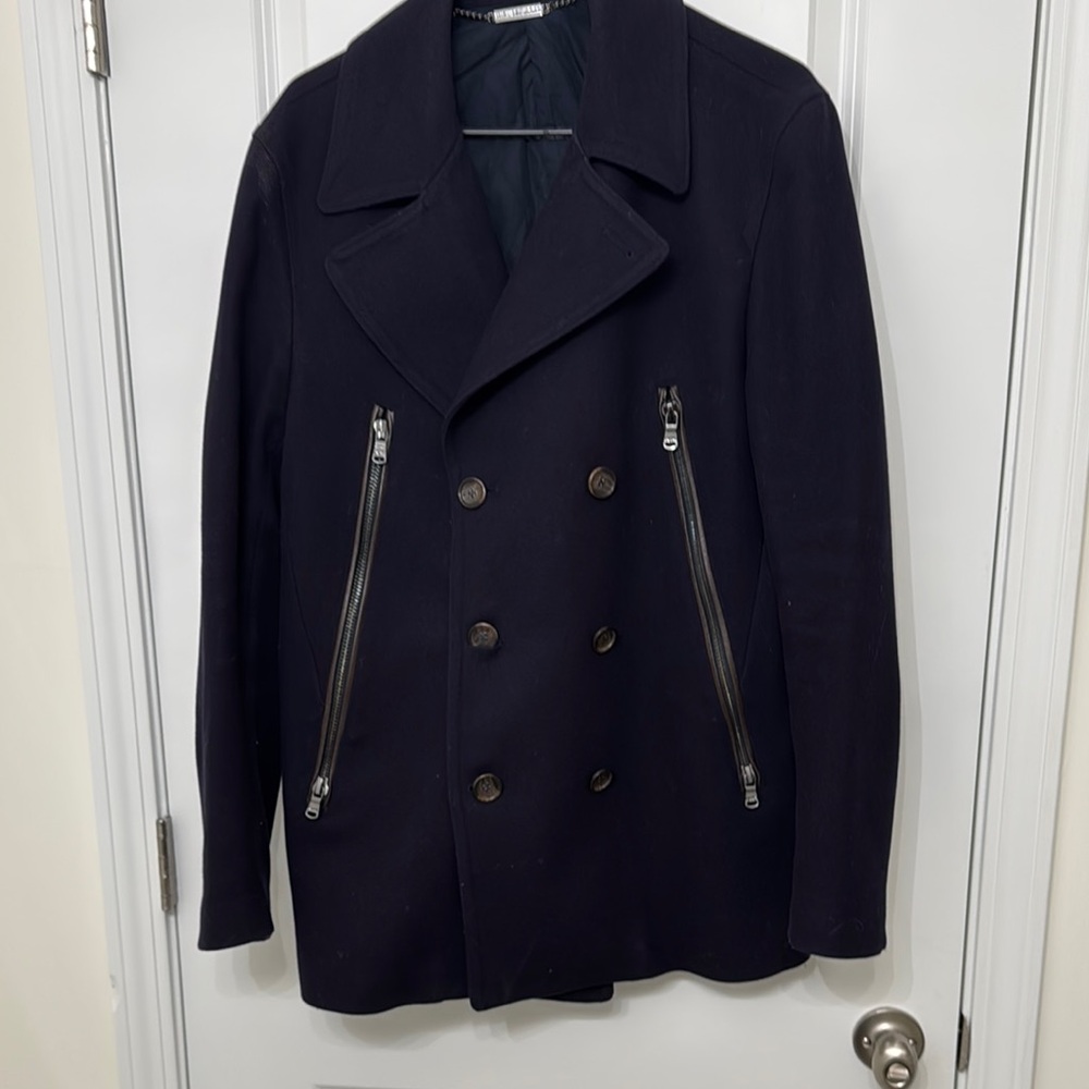 Michael Kors Men's Double-Breasted Navy Peacoat